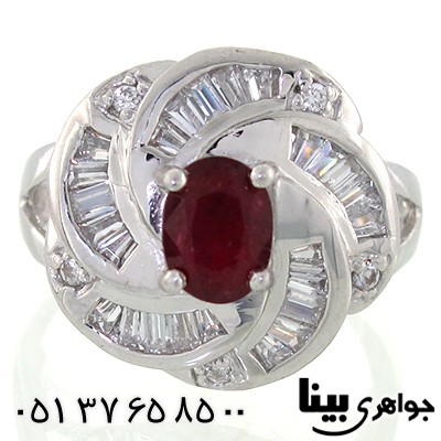 انگشتر یاقوت سرخ درشت زنانه رادیوم لوکس مدل گل _کد:8621