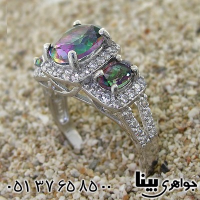 انگشتر توپاز سه نگین زنانه رادیوم لوکس مدل یاس _کد:8626