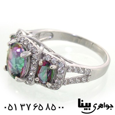 انگشتر توپاز سه نگین زنانه رادیوم لوکس مدل یاس _کد:8626