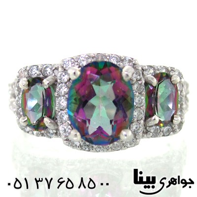 انگشتر توپاز سه نگین زنانه رادیوم لوکس مدل یاس _کد:8626