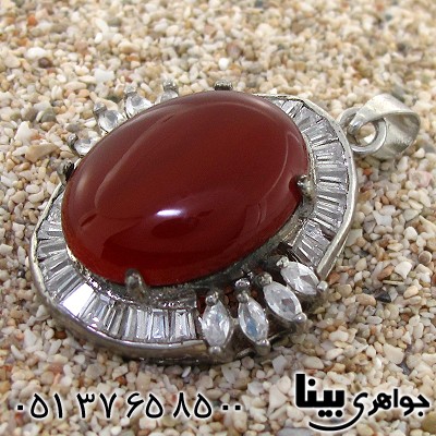 گردنبند عقیق قرمز زنانه درشت مدل سیما _کد:8629