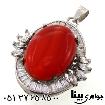 گردنبند عقیق قرمز زنانه درشت مدل سیما _کد:8629