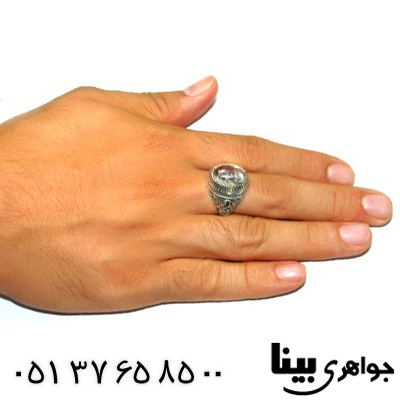 انگشتر در نجف مردانه درشت اسلیمی با حکاکی یا حیدر کرار _کد:8647