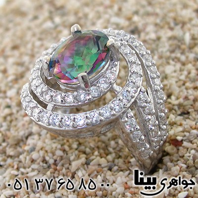انگشتر توپاز هفت رنگ درشت زنانه رادیوم لوکس _کد:8652