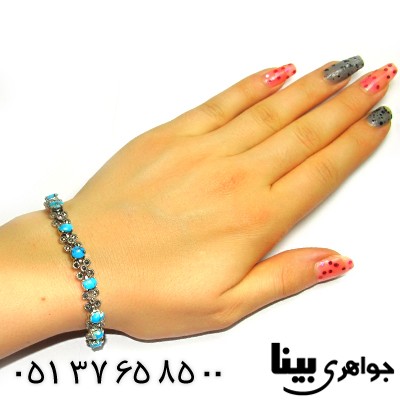 دستبند فیروزه نیشابوری مرغوب زنانه به سبک مارکازیت هانگ _کد:1280
