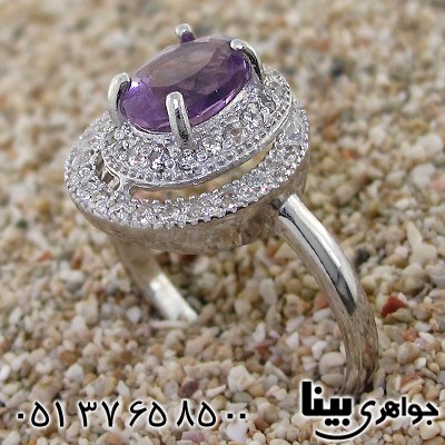 انگشتر آمتیست برزیلی زلال زنانه رادیوم لوکس _کد:8666