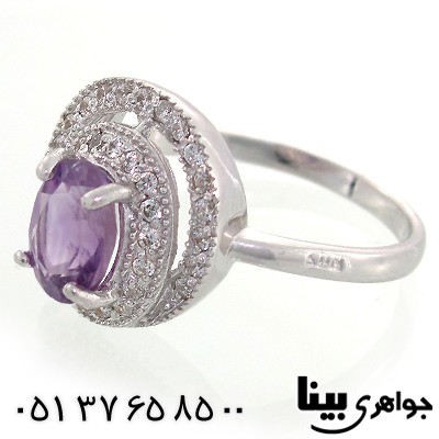 انگشتر آمتیست برزیلی زلال زنانه رادیوم لوکس _کد:8666