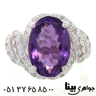 انگشتر آمتیست برزیلی عالی زلال زنانه رادیوم لوکس _کد:8670