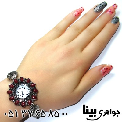 ساعت حدید و نگین قرمز زنانه طرح مارکازیتی مدل شیما _کد:8682