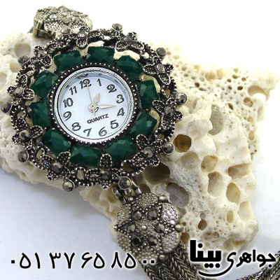 ساعت حدید و نگین سبز زنانه طرح مارکازیت مدل ستاره _کد:8684