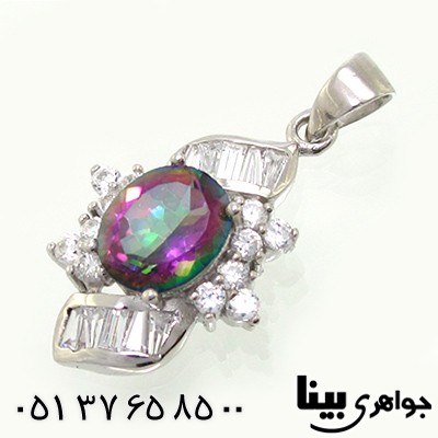 گردنبند توپاز هفت رنگ درشت زنانه رادیوم لوکس مدل گل چهره _کد:8692