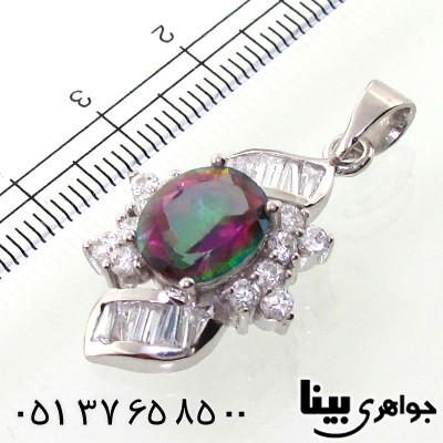 گردنبند توپاز هفت رنگ درشت زنانه رادیوم لوکس مدل گل چهره _کد:8692