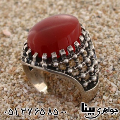 انگشتر عقیق یمنی مردانه درشت مدل ضریح _کد:8699