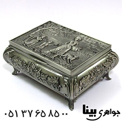 جعبه جواهر فلزی بزرگ مدل silver مزرعه پائیزی _کد:8705
