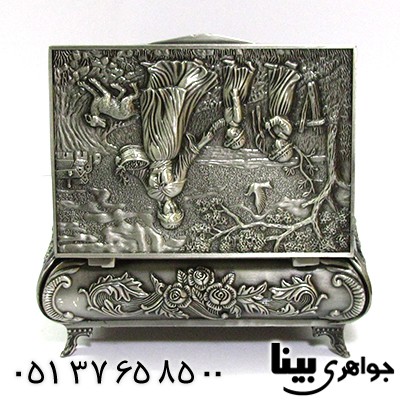 جعبه جواهر فلزی بزرگ مدل silver مزرعه پائیزی _کد:8705