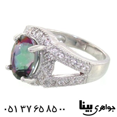 انگشتر توپاز هفت رنگ زنانه رادیوم لوکس _کد:8706
