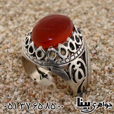 انگشتر عقیق یمنی مردانه درشت مدل اسلیمی _کد:8707