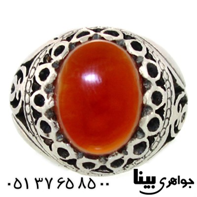 انگشتر عقیق یمنی مردانه درشت مدل اسلیمی _کد:8707
