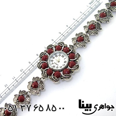 ساعت حدید و نگین قرمز زنانه طرح مارکازیت مدل خورشید _کد:8717