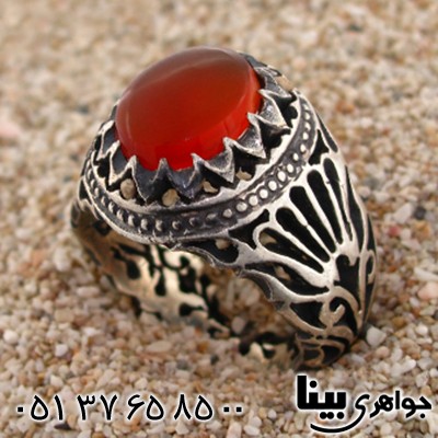 انگشتر عقیق یمنی مردانه درشت اره کاری قرینه _کد:8719