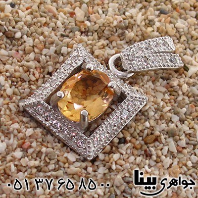 گردنبند سیترین خوشرنگ زنانه رودیوم لوکس _کد:8722