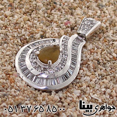 گردنبند یاقوت زرد زنانه رودیوم لوکس مدل خوشا _کد:8726