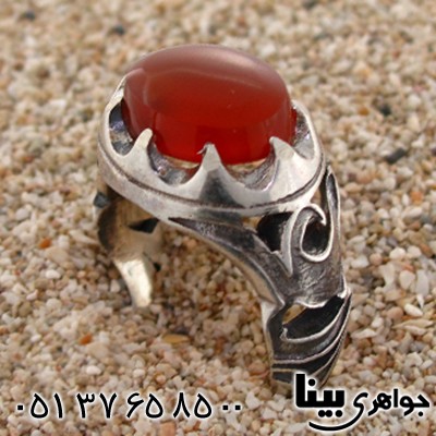 انگشتر عقیق یمنی مردانه با رکاب یا علی _کد:8728