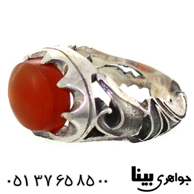 انگشتر عقیق یمنی مردانه با رکاب یا علی _کد:8728