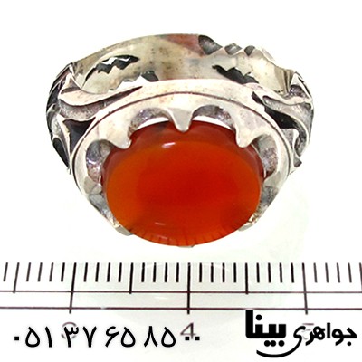 انگشتر عقیق یمنی مردانه با رکاب یا علی _کد:8728