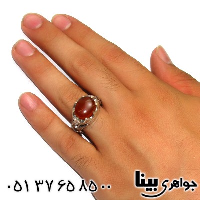 انگشتر عقیق یمنی مردانه با رکاب یا علی _کد:8728