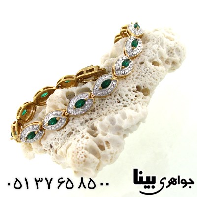 دستبند زمرد زنانه مانی ایتالیایی با شکوه _کد:8739