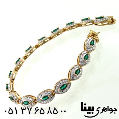 دستبند زمرد زنانه مانی ایتالیایی با شکوه _کد:8739