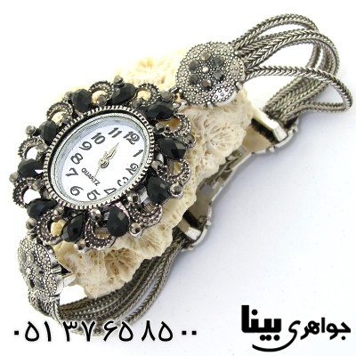 ساعت حدید و نگین مشکی زنانه طرح مارکازیت بیضی _کد:8741