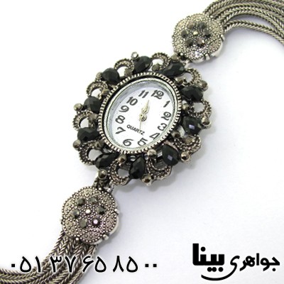 ساعت حدید و نگین مشکی زنانه طرح مارکازیت بیضی _کد:8741