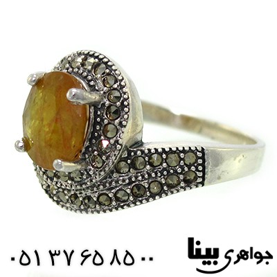 انگشتر یاقوت زرد زنانه مارکازیت هانگ _کد:8757
