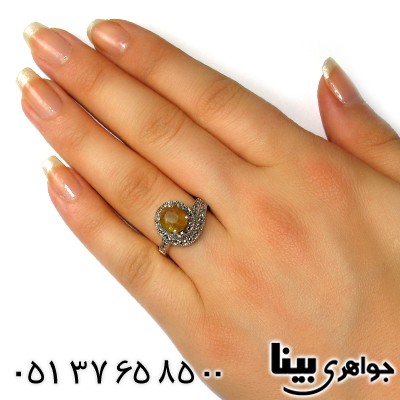 انگشتر یاقوت زرد زنانه مارکازیت هانگ _کد:8757
