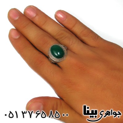 انگشتر عقیق سبز مردانه اسلیمی درشت یا فاطمه _کد:8760