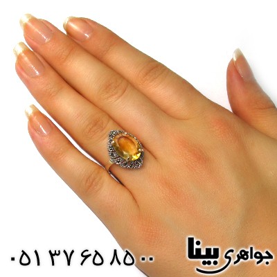 انگشتر سیترین درشت زنانه مارکازیت هانگ طلوع _کد:8766