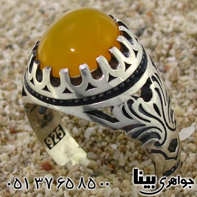 انگشتر عقیق شرف الشمس مردانه اسلیمی _کد:8781