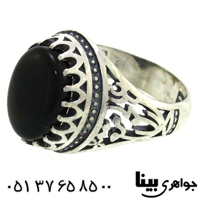 انگشتر عقیق سیاه (اونیکس) مردانه علی مع الحق _کد:8789