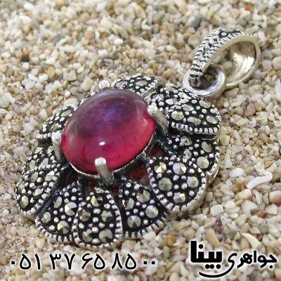گردنبند یاقوت سرخ زلال زنانه مارکازیت هانگ شکوفه _کد:8798