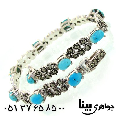 دستبند فیروزه نیشابوری مرغوب زنانه به سبک مارکازیت هانگ _کد:1286