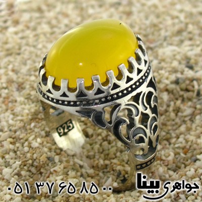 انگشتر عقیق شرف الشمس مردانه درشت اسلیمی _کد:8824