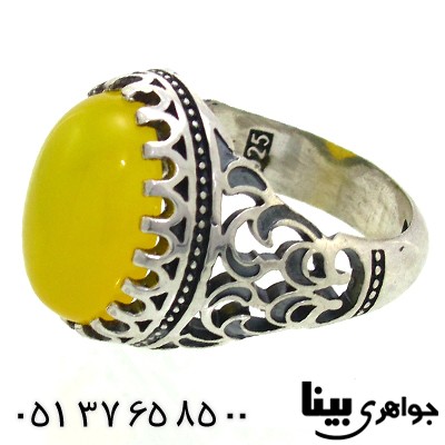انگشتر عقیق شرف الشمس مردانه درشت اسلیمی _کد:8824