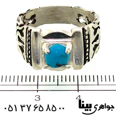 انگشتر فیروزه نیشابوری کلاسیک اسلیمی _کد:8825