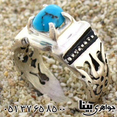 انگشتر فیروزه نیشابوری کلاسیک اسلیمی _کد:8833