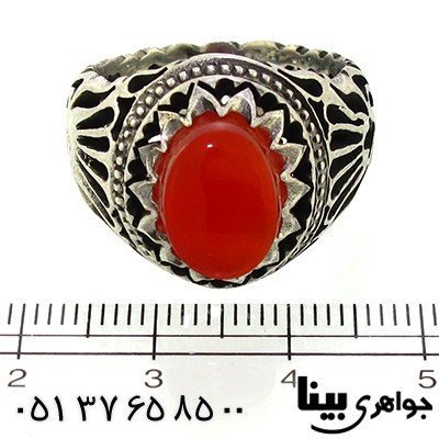 انگشتر عقیق یمنی مردانه درشت اسلیمی قرینه ای _کد:8837