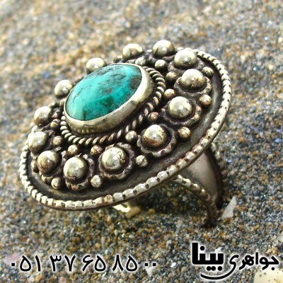 انگشتر فیروزه تبتی زنانه درشت قدیمی و عتیقه _کد:8850