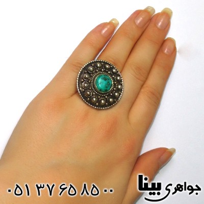 انگشتر فیروزه تبتی زنانه درشت قدیمی و عتیقه _کد:8850