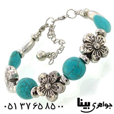 دستبند فیروزه صنعتی خوب زنانه مدل گل سفارشی شرکت آمازون _کد:8858